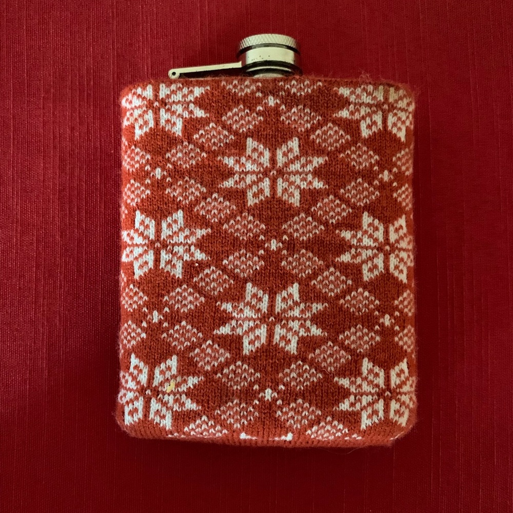 Wink Red Holiday Sweater Flask